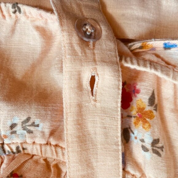 AMERICAN EAGLE Peach Linen-Blend Floral Peplum Hem Top - Size XS - Picture 6 of 9